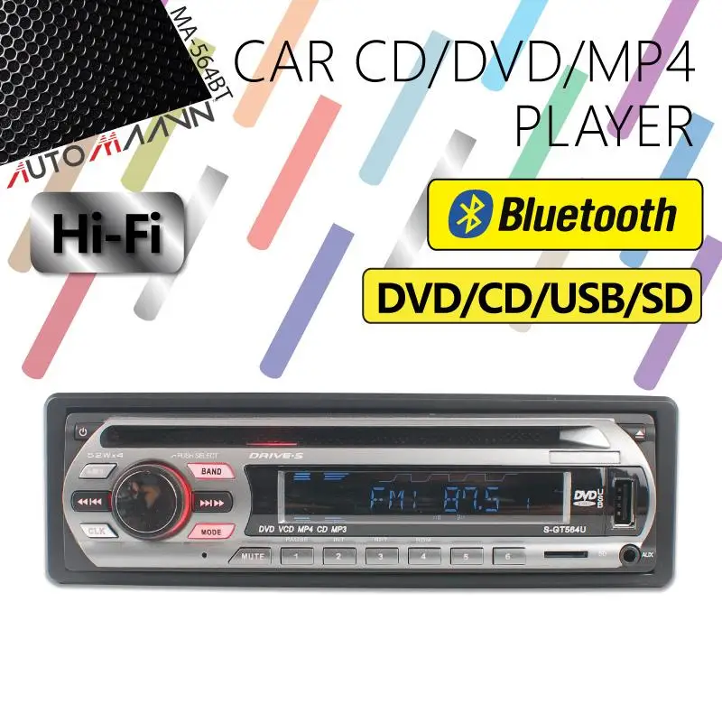 CD/DVD USB/TF RADIO RECEIVER SLOT BLUETOOTH PLAYER WITH CAR IN-DASH