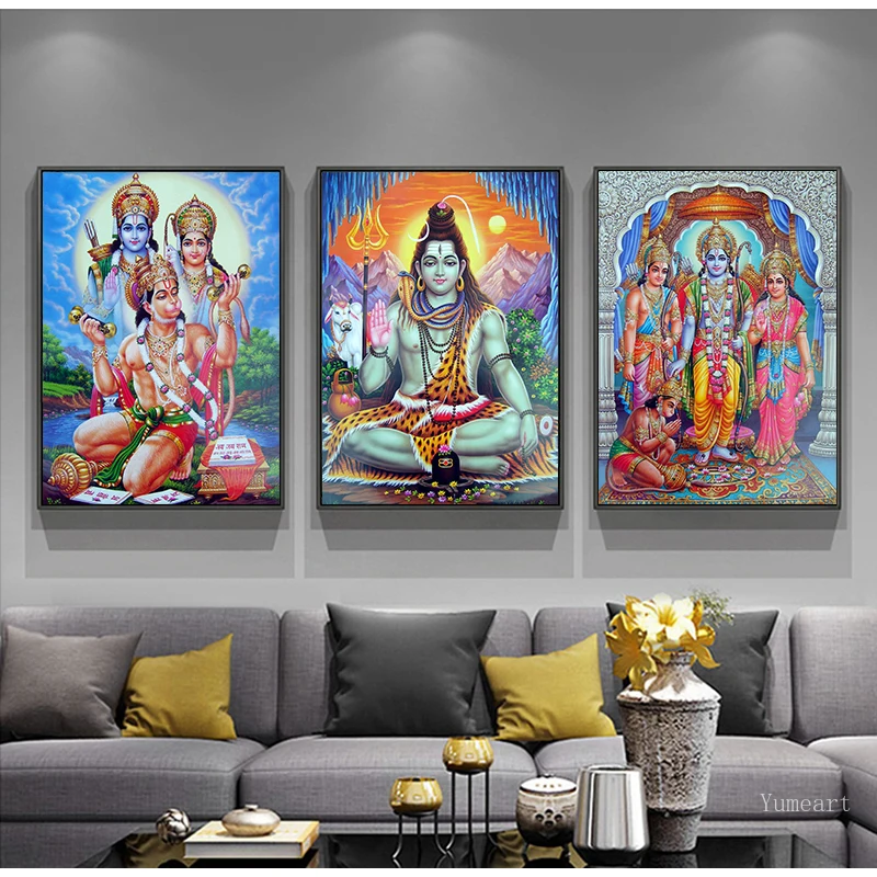 Yumeart Shri Lakshmi Devi Saraswati Ganesh живопись на холсте художественные принты домашний декор