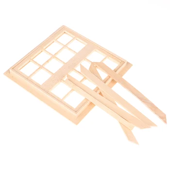 

1pc 1:12 Scale Wooden Traditional 16-pane Window Frame Dollhouse DIY Miniature Furniture Toy Accessories