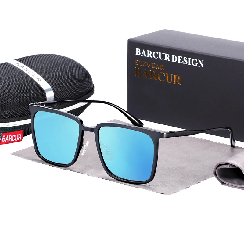 BARCUR поляризационные Квадратные Солнцезащитные очки для мужчин алюминиево-магниевые солнцезащитные очки для wo мужчин подарок с коробкой