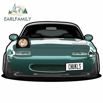 

EARLFAMILY 13cm x 12.9cm for Retro Dark Green Vehicle Chukls Cartoon Car Stickers Personality Motorcycle Decal Car Assessoires