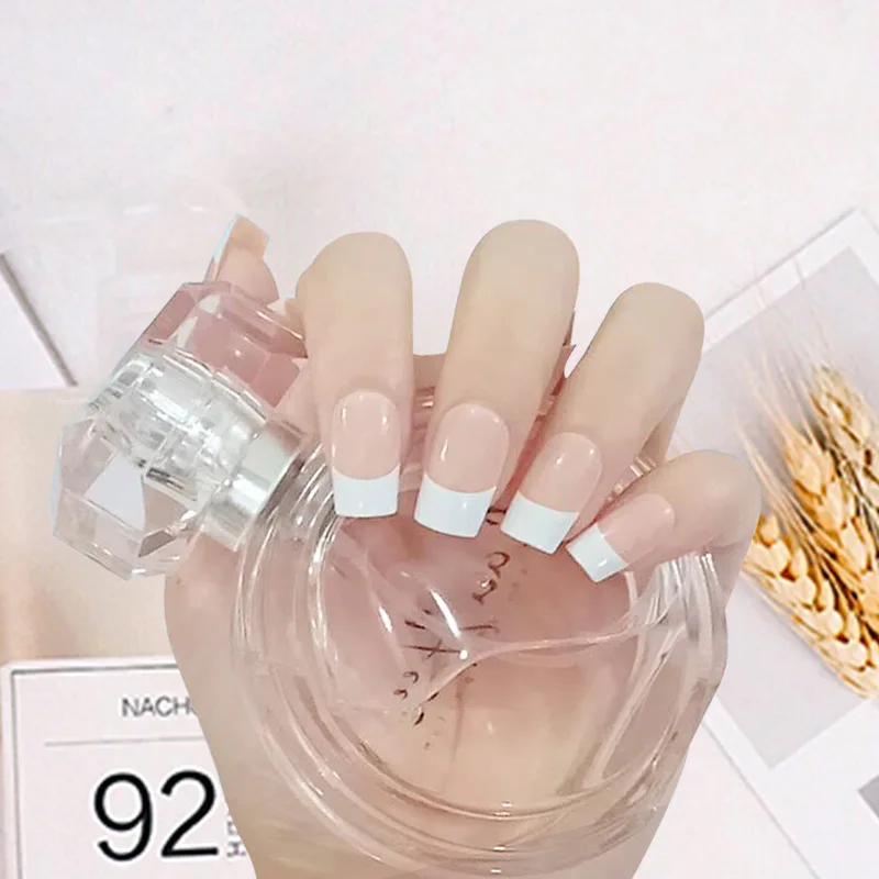 

24Pcs False Nails Fake Toe Nails Natural Detachable Stiletto Nails Complexion Short Nails Full Cover Nails Extended Nail Art