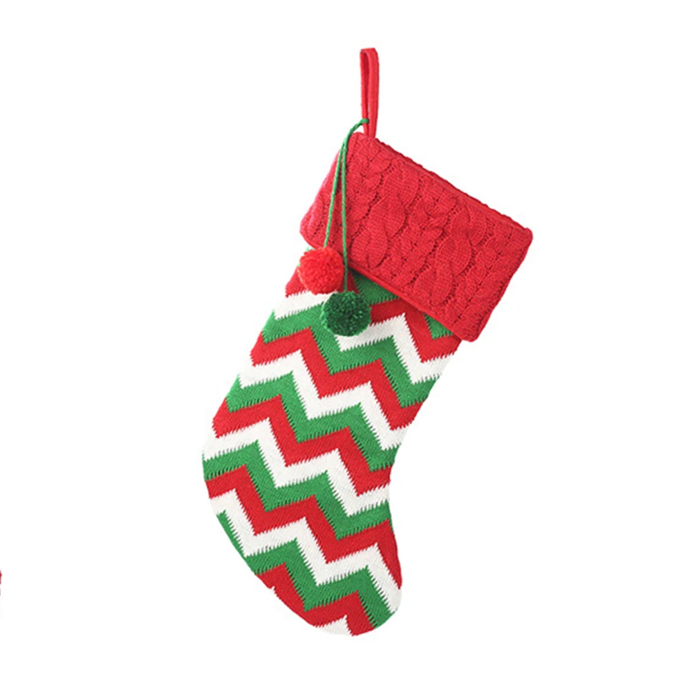 

Christmas Stocking Festival Knitting Storage Kids Holders Gift Bag Pendant Hanging Snacks Ornament Candy Decoration Small