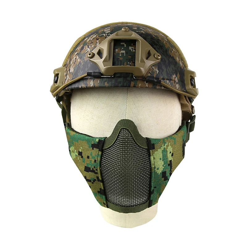 

Tactical Airsoft Half Face Masks Tactical Protective Mask Low-carbon Steel Mesh Wire Military CS Paintball Mask For Fast Helmet
