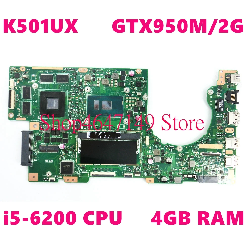 Материнская плата K501UX i5-6200CPU 4GB RAM GTX950M/2G REV2.0 для ASUS K501U материнская ноутбука тест