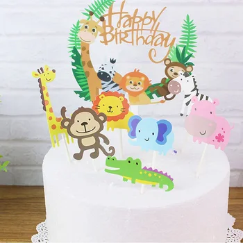 

Safari Jungle Zoo Animal Theme boy girl first 1st wild one two three four birthday Party Decoration table confetti cake topper
