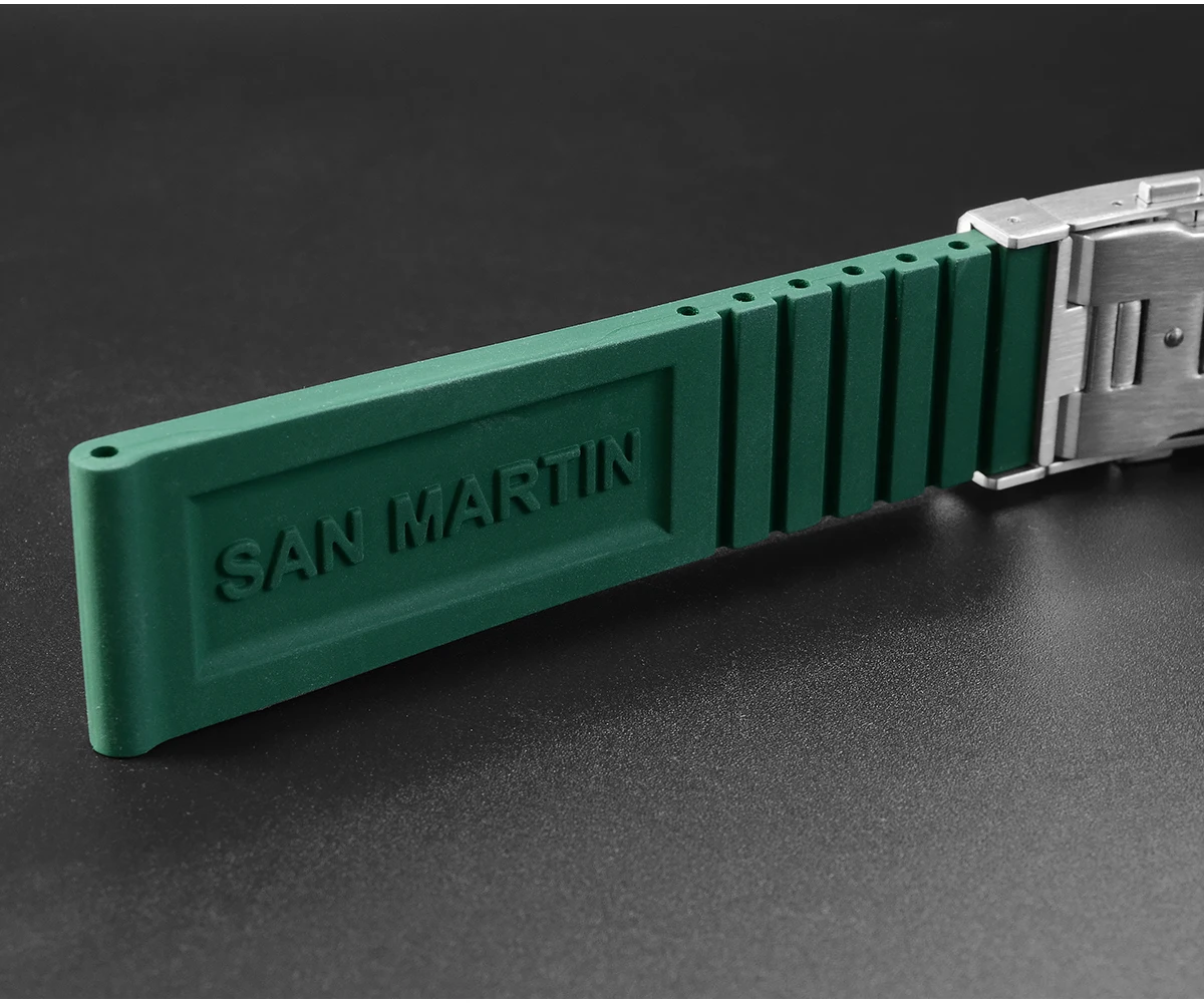 San Martin Watch Bands Rubber Straps 20mm 22mm With Folding Clasp