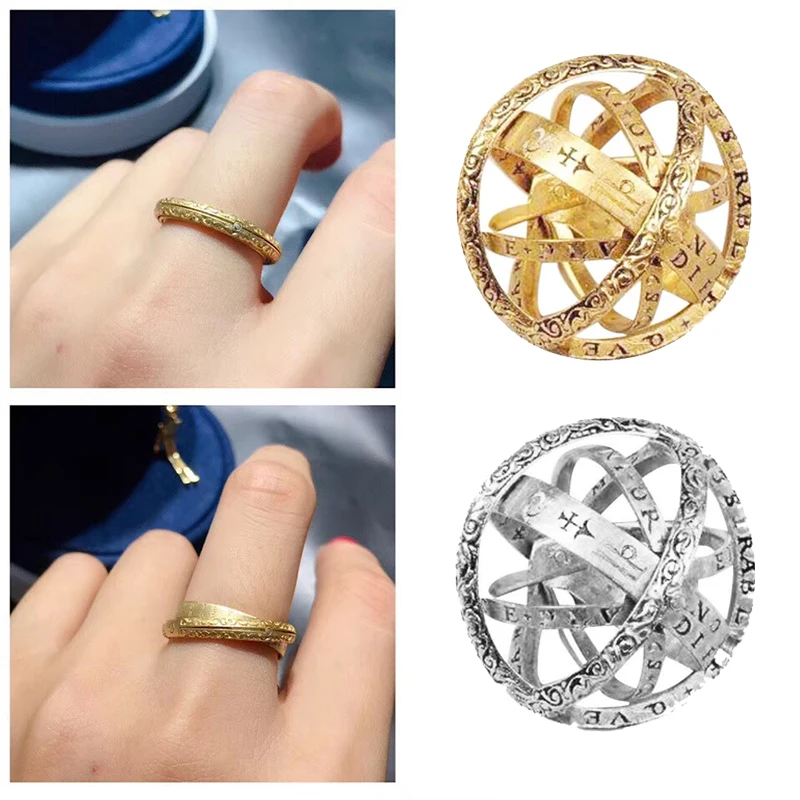 

Vintage Astronomical Sphere Ball Ring Germany Fashion Finger Ring Men Fashion Couple Lover Jewelry Gifts For Women Accessories
