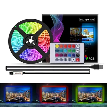 

24 key LED Strip DC 5V USB Powered 1M-5M RGB Color 5050 LED Strip Light TV Backlight + IR Remote Control IP65 Waterproof Smart