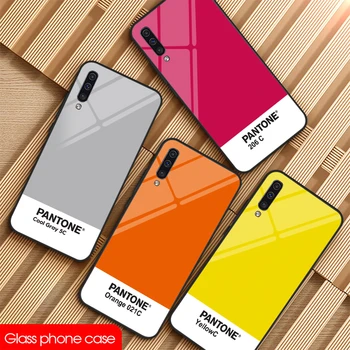 

Tempered Customized glass Phone Case For samsung S8 9 10E Note 8 9 10Plus DIY Pantone galaxy A10 20 30 40 50 60 70 80 Pure Color