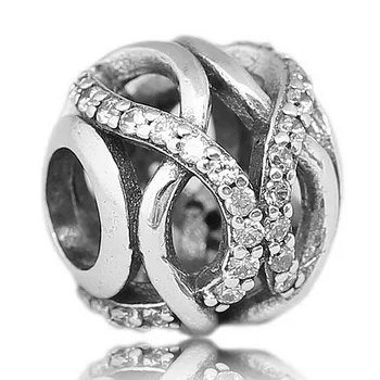 

New 925 Sterling Silver Bead Charm Vintage Openwork Entwined Ball With Crystal Beads Fit Original Bracelet Bangle Diy Jewelry