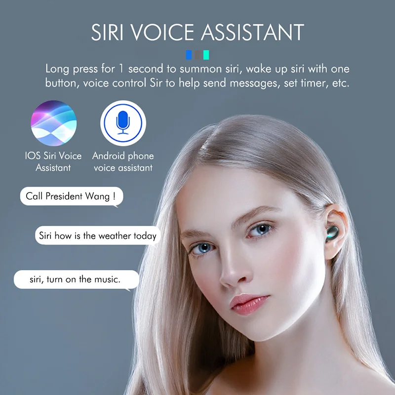 TWS F9 5 0 Bluetooth Wireless Earphone LED Display Touch Control Noise Reduction HIFI Stereo Headset As Power Bank Phone Holder