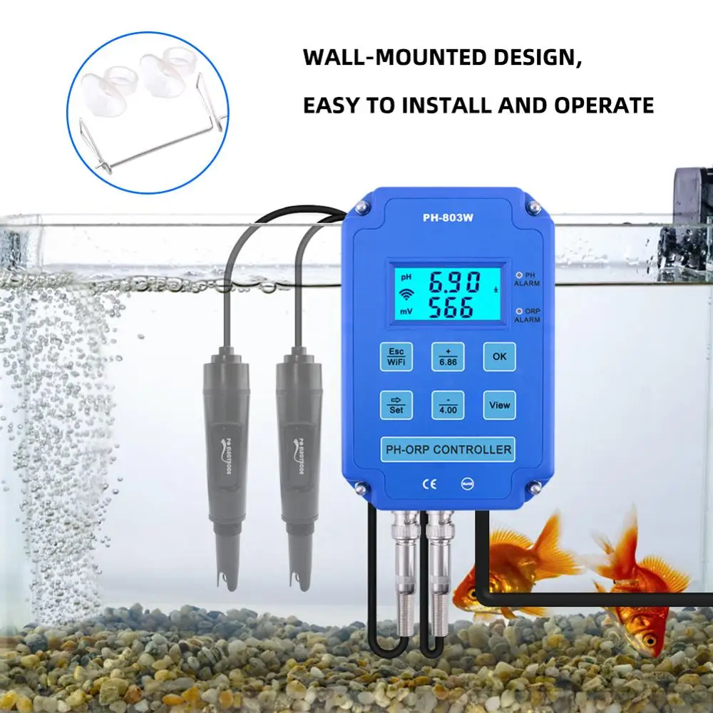 WIFI Digital Aquarium pH Tester ORP Redox Meter Output Relay pH