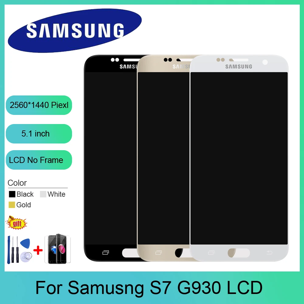 

ORIGINAL For SAMSUNG GALAXY S7 G930A G930F SM-G930F LCD Display Touch Screen Digitizer Assembly Replacement For SAMSUNG S7 LCD