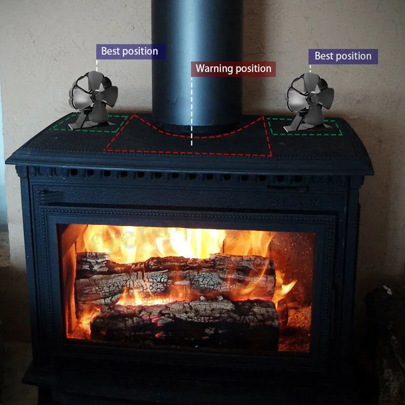 Черный камин 4 лопасти вентилятор для печи, работающий от тепловой энергии Xiaomi бревен древесины горелки экологичный тихий вентилятор дома эффективное распределение тепла