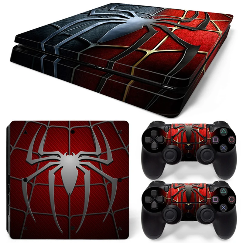 Marvel Spider Man Deadpool Sticker Cover Wrap Protector Skin For Sony PS4 Slim Console & 2PCS Controller Skin Decal For PS4 Slim 