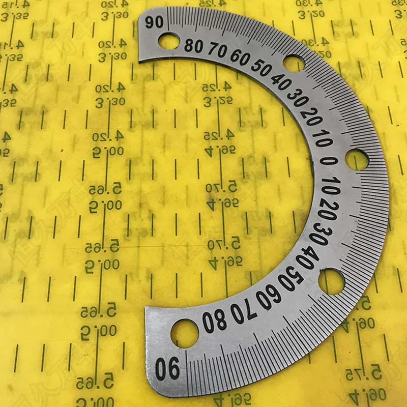 185x120x2 Middle semicircle dial dividing measuring ruler with hole goniometer Stainless steel decorative plate 2