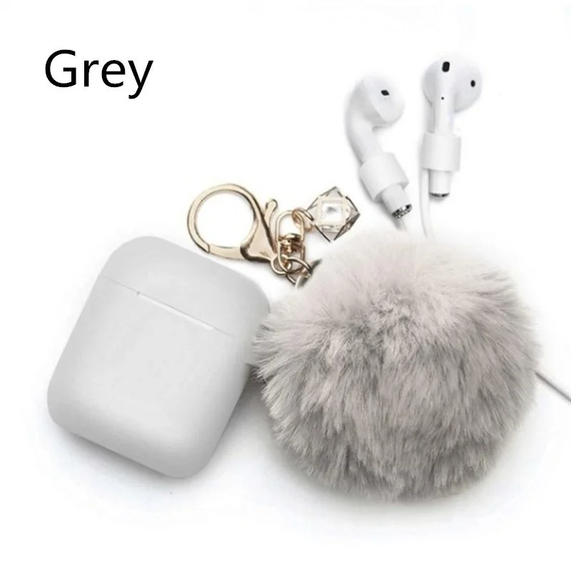3 3 шт./компл. Airpods чехол-Ударостойкий Air стручки Защитный чехол Крышка кожи силикона милый меховой шарик Airpods брелок аксессуары - Цвет: 3