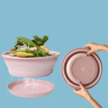 

GURET Multifunction Folding basin Creative Kitchen drain basin Portable Collapsible Fruit tray Washing Tool Bathroom Accessories