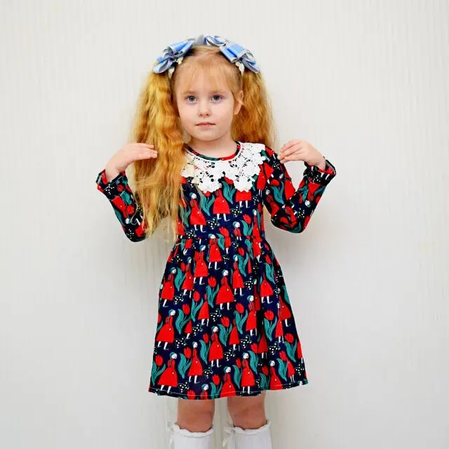 017 Kseniya Kids/осень ; хлопковая одежда для девочек; цвет красный, желтый; английский стиль; клетчатое платье с длинным рукавом и меховым бантом для маленьких девочек - Цвет: 017