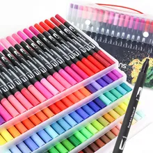 

Sketch Art Stationery Lettering Marker 12/24/36/48 Color Double-ended Line Drawing Pen Brush Calligraphy Supplies