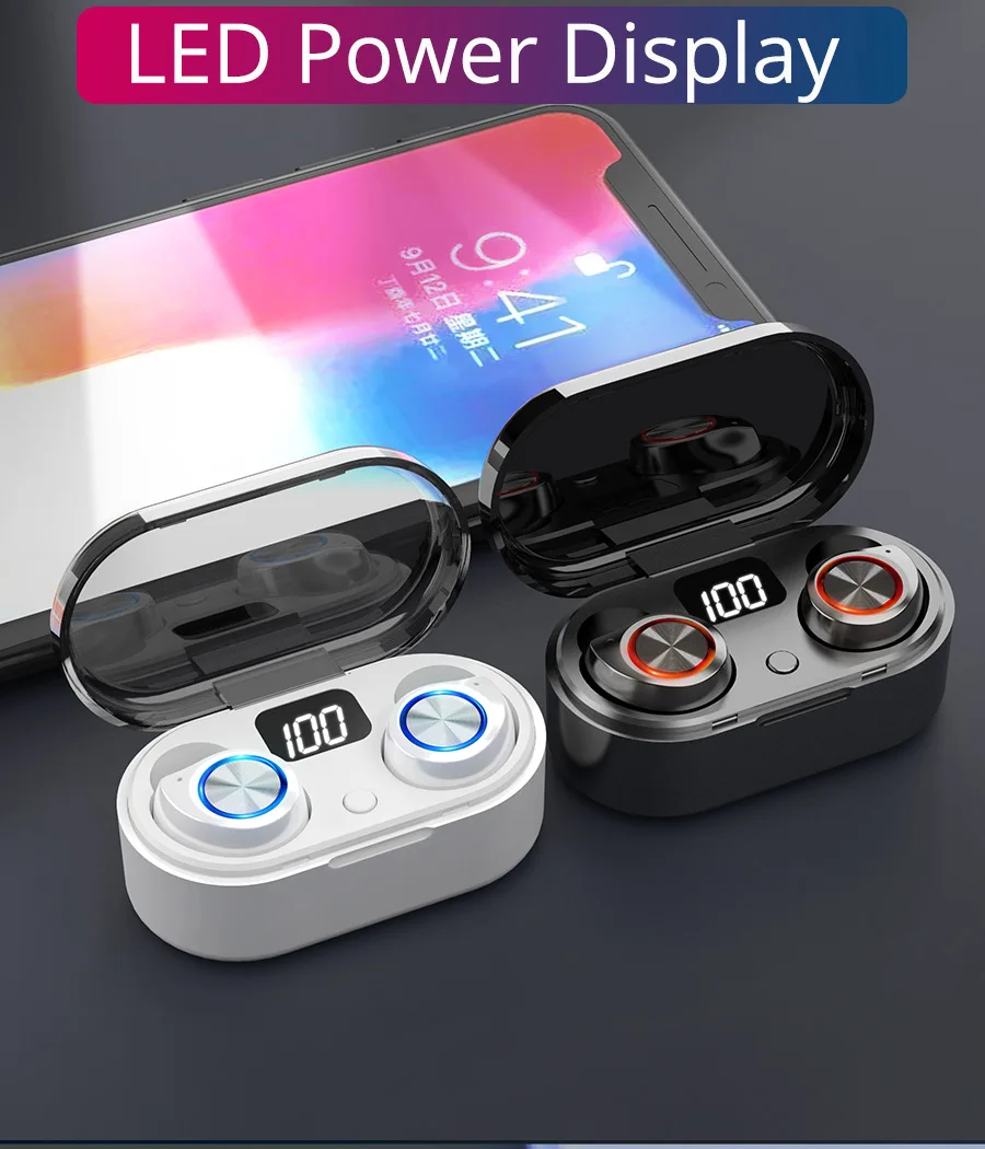 TW80 беспроводные наушники bluetooth 5,0 светодиодный дисплей HiFi стерео мини TWS наушники с микрофоном игровая гарнитура для всех телефонов
