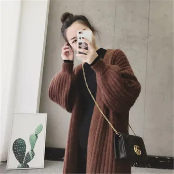 

2020 new Autumn Winter thick Sweater Coat Women's mid-length Korean style lazy loose Knitted Cool Cardigan Coats G557