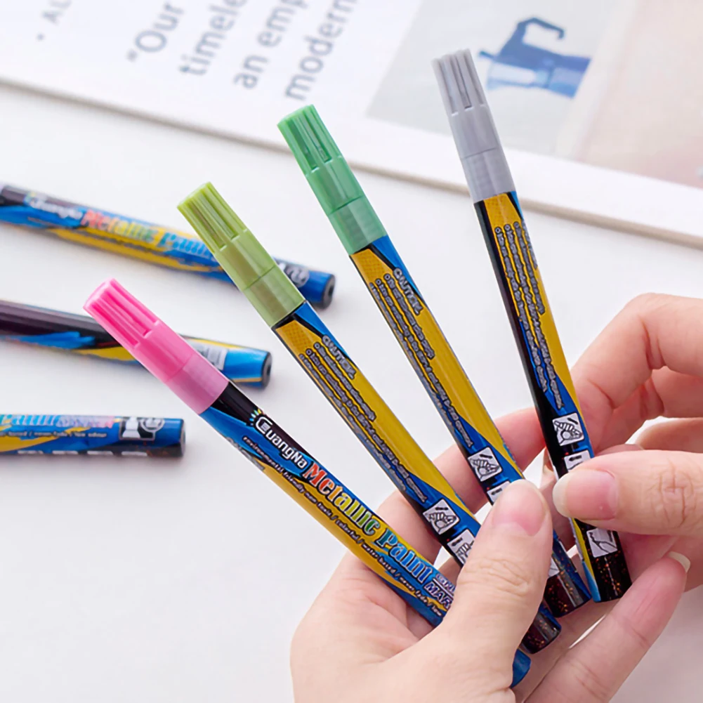 Metálicos para Cartões Carta de Assinatura de Escrita Cores Metálico Marcador Canetas 0.7mm Extra Pintura Marcadores Permanentes 18 20 para cartões carta de assinatura de escrita