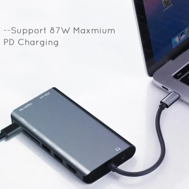 8 в 1 USB C к RJ45 Lan 4K HDMI VGA 2 3 0 SD кардридер 5 мм разъем типа концентратор док адаптер для