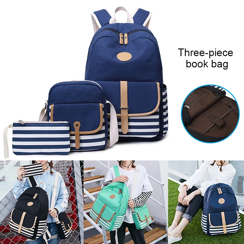 

2019 Newly 3 PCS School Backpack for Girls Womens High School College Bookbags Laptop Bag O66