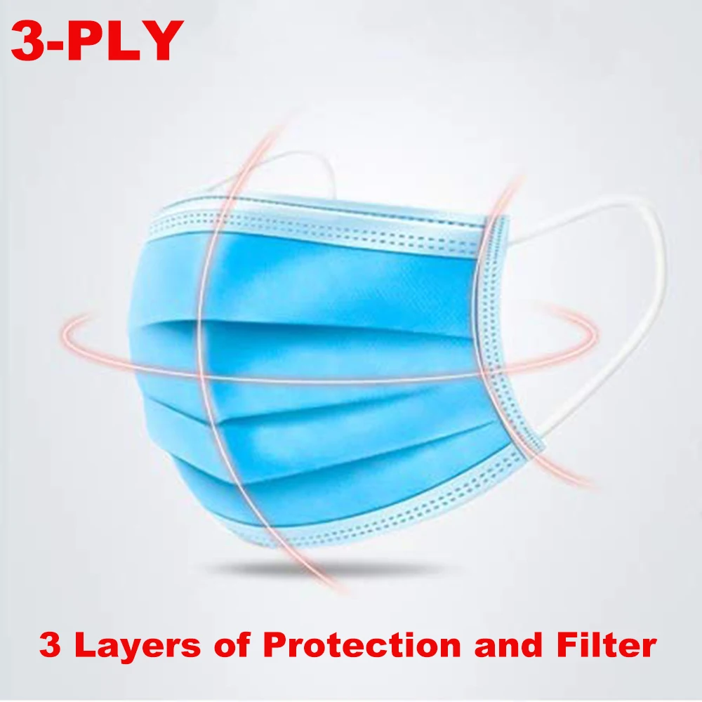 

Fast Shipping 1pcs Face Mask Anti Virus Disposable Protect 3 Layers Filter Dustproof Earloop Non Woven Mouth Epidemic Masks