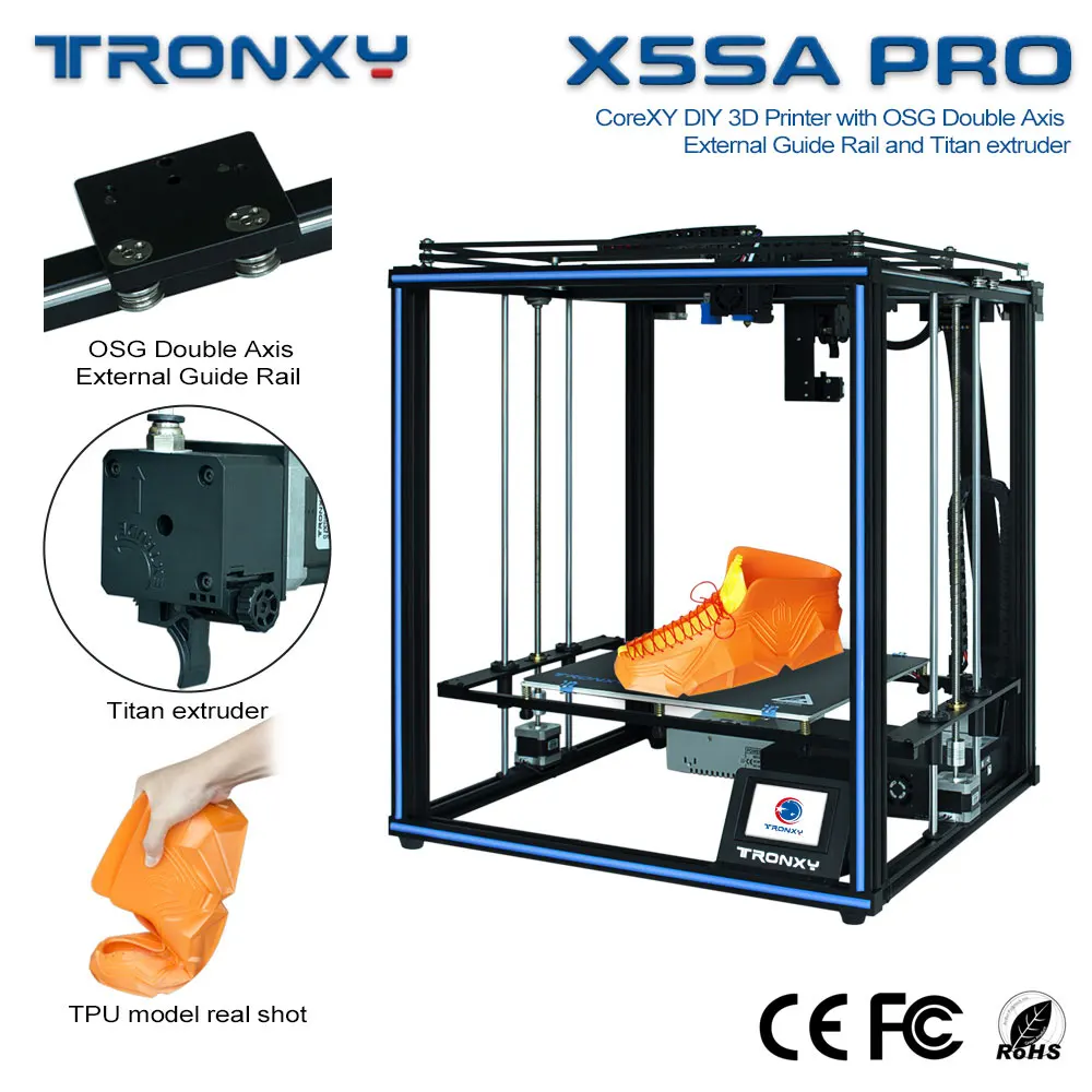 Модернизированный 3d принтер Tronxy X5SA PRO 24V большой размер печати промышленный производитель Guiderail FDm Автоматическая Выравнивающая 3D машина