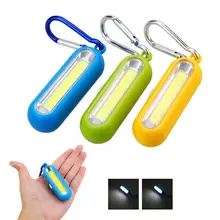 Mini torche de poche Portable, 3 Modes, lampe COB multicolore, avec batterie à bouton, porte-clés extérieur