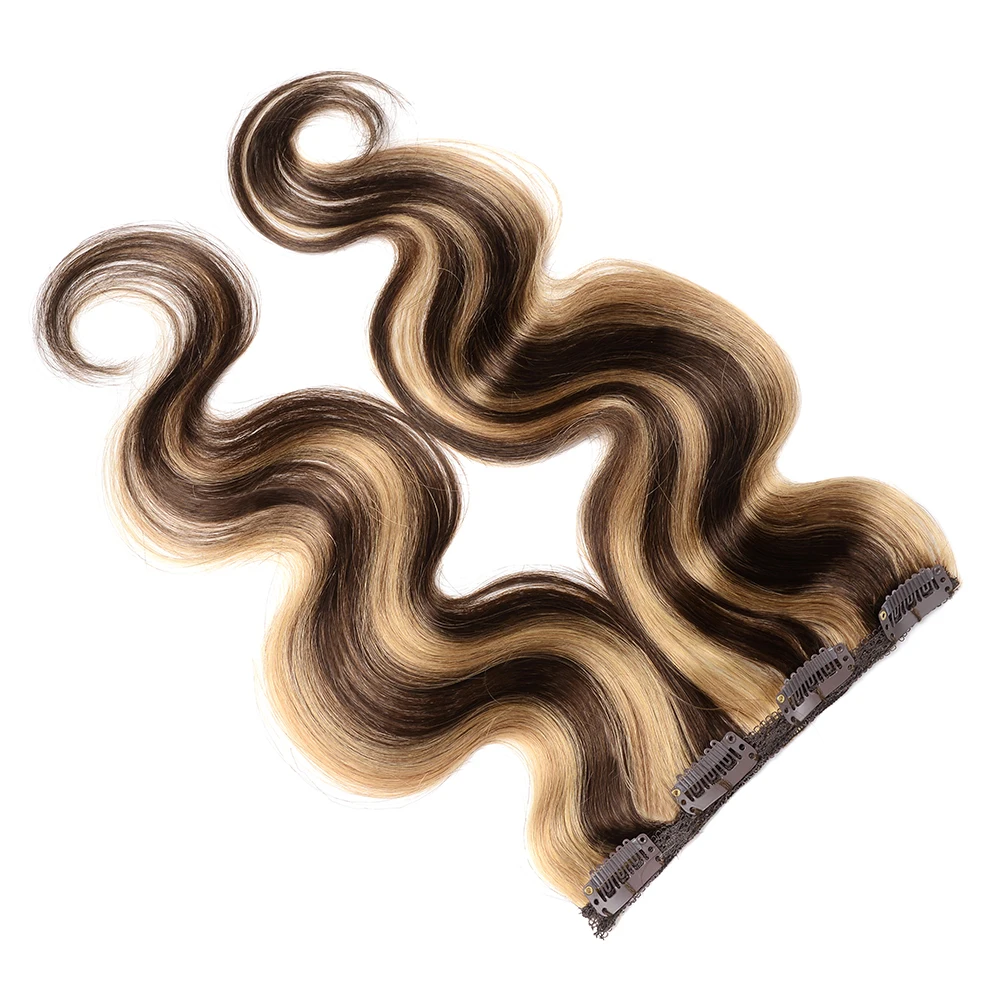 Doreen 240 г, 260 г, 280 г, натуральные человеческие волосы на заколках для наращивания, бразильские волосы Remy, карамельный цвет, волнистые волосы на заколках