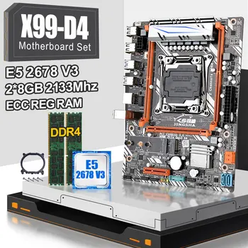 شراءX99D4 Lga 2011-v3 مجموعة اللوحة مع سيون E5 2678V3 12 كور CPU LGA 2011-3 وحدة المعالجة المركزية و 2 قطعة 8 جيجابايت = 16 جيجابايت 2133 ميجا هرتز DDR4 ECC REG Memory