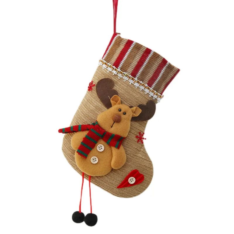Рождественские чулки, подарки, тканевые носки Санта-Клауса, Рождественский милый мешок для подарков для детей, каминная елка, Рождественское украшение - Цвет: 1