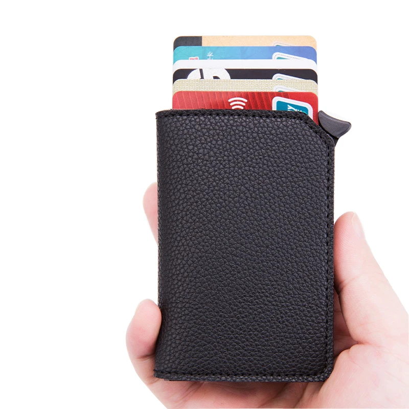 

New Anti-theft Credit Card Holder Men Aluminum Wallet Automatic Coin Purse Back Pocket ID Card Holder RFID Blocking Mini Wallet
