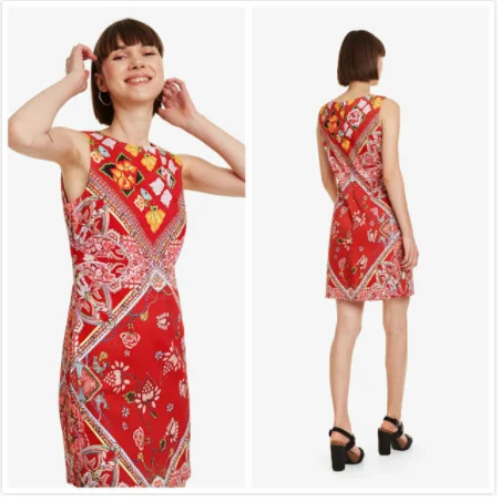 29 Espanhol Impresso Vestidos de с коротким рукавом-varios Estilos 36-46 metros - Цвет: 29