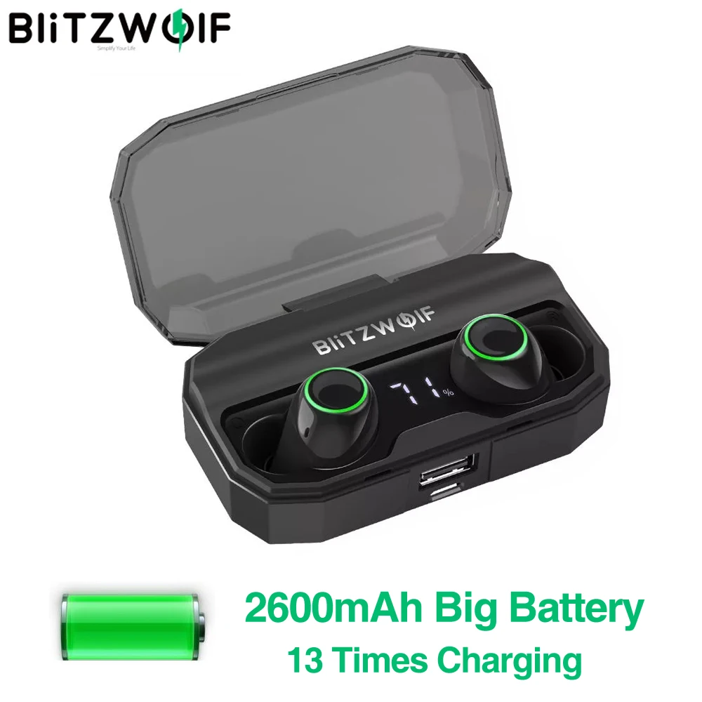 BlitzWolf FYE3S FYE3 TWS True Wireless bluetooth 5.0 Inear Earphone 2600mAh Battery Charging Digital Power Display Sport Earbuds
