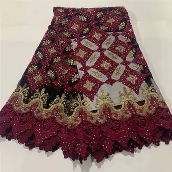 

Luxury Nigerian Lace Fabric French Lace Fabric For Wedding Party Dresses Latest African Tulle Lace With Stones