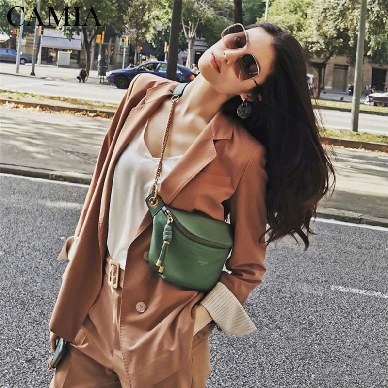 

CAMIA Two Buttoned Blazer Top + Nine Pants Camel Set