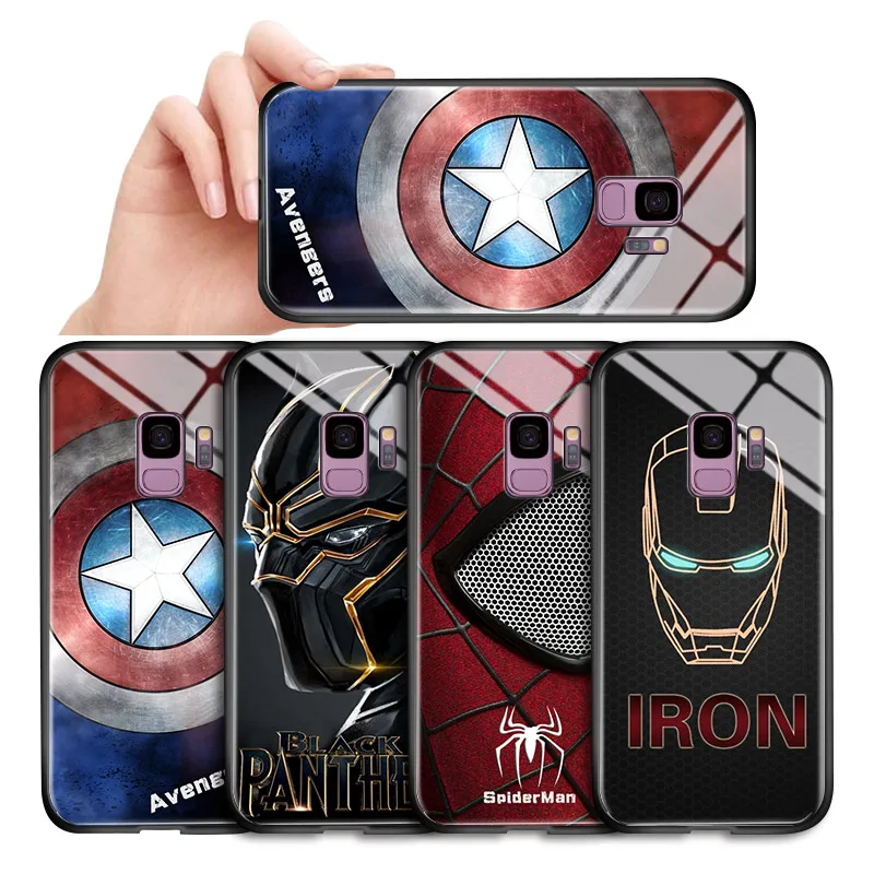 Чехлы для Samsung Galaxy S9 S10 Plus S20 Ultra S10e Lite Note 8 9 10 20 чехол с закаленным стеклом Marvel Captain