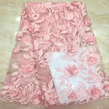 

2019 Latest Pink French Lace Fabric High Quality Tulle African Lace Fabric For Wedding Nigerian Net Lace Material Party