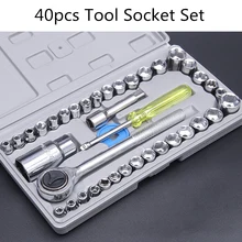 40 шт./компл. стальной многофункциональный набор инструментов гаечный ключ с захлопывающейся головкой гнездовая защелка Двусторонняя отвертка бытовые инструменты для ремонта автомобилей