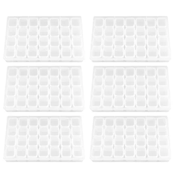 

6Pcs 28 Grid Diamond Painting Storage Box Transparent Jewelry Box Square Diamond Round Point Diamond Box
