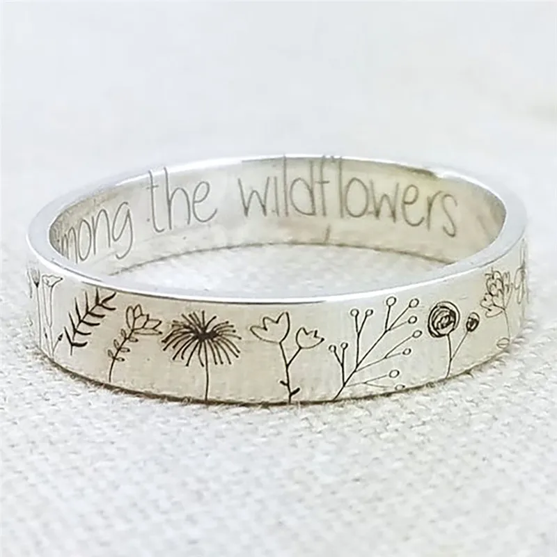 Vintage Bohemian Simplicity Wildflowers Floral Daisy Carved Flower Ring For Women Men Delicate Handmade Ring For Female Gift