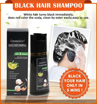 

IMMETEE 400ml 1pc Organic Natural Fast Hair Dye Only 5 MinutesBlack Hair Color Shampoo