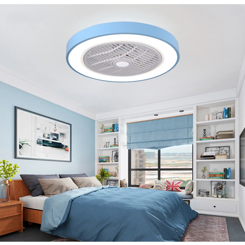 

Simple Led Bedroom Ceiling Fan Light with Remote Control Macaron Ultra-thin Nordic Lighting Living Room Modern Creative Lamp