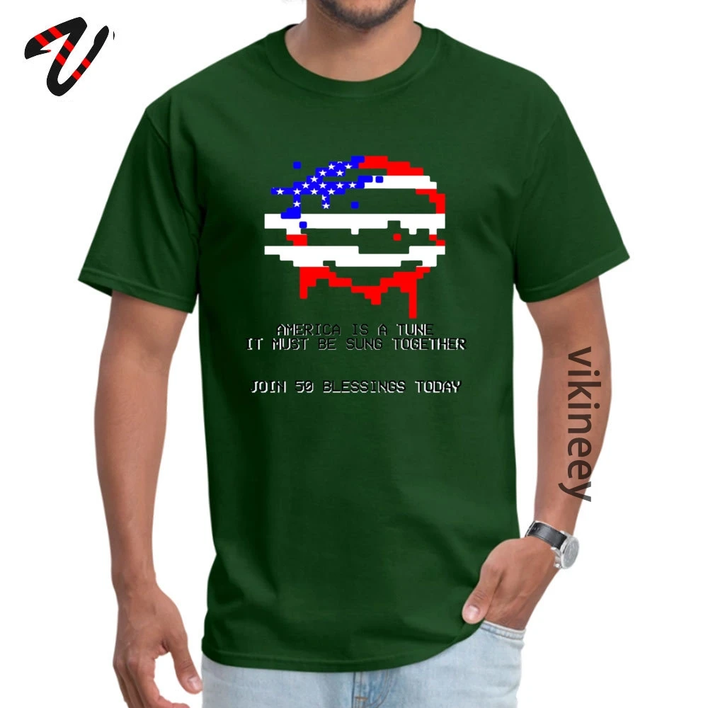 Casual Pure Cotton Printed Tops Shirt Prevalent Short Sleeve Mens T Shirts Casual NEW YEAR DAY T Shirts Round Neck 50 Blessings Propaganda Hotline Miami 671 dark
