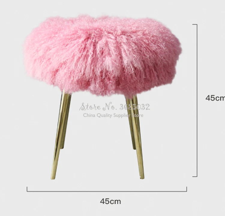 Nordic Modern Pink Dressing Stool Sofa Wool Stool with Stainless Steel Gold Leg Bedroom Change Shoe Bench Beach Make Up Chair